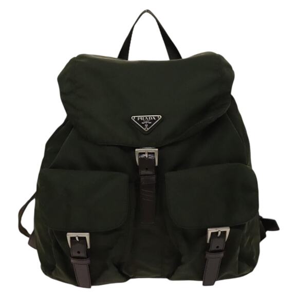 PRADA Backpack Nylon Khaki Silver - Picture 2 of 10